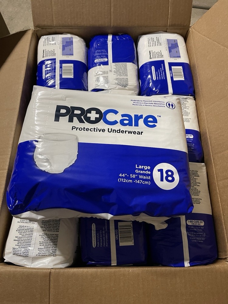 ProCare Protective Pull-Ups underwear Size LARGE 4 Packs. 72 Count Total.