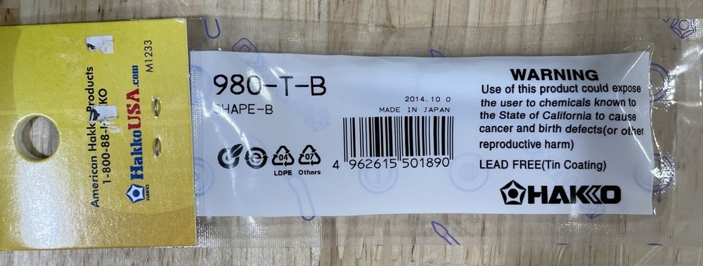 Hakko 980-T-B Soldering Tip for Hakko PRESTO 980 or 981, Conical Tip Shape
