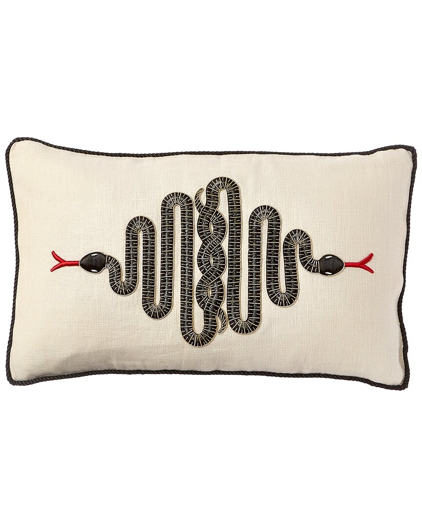 Jonathan Adler Kit Us Snake Embroidered Pillow White