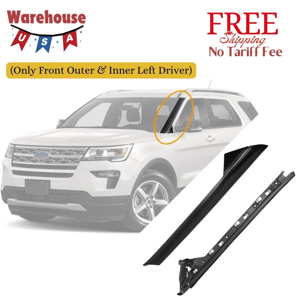 Windshield Trim Molding A-Pillar Set, Compatible with 2011-2019 Ford Explorer
