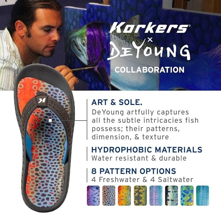 Korkers Fish Flip Brook Trout w/Fixed Kling-On Deck Soles, Grey, Size 14