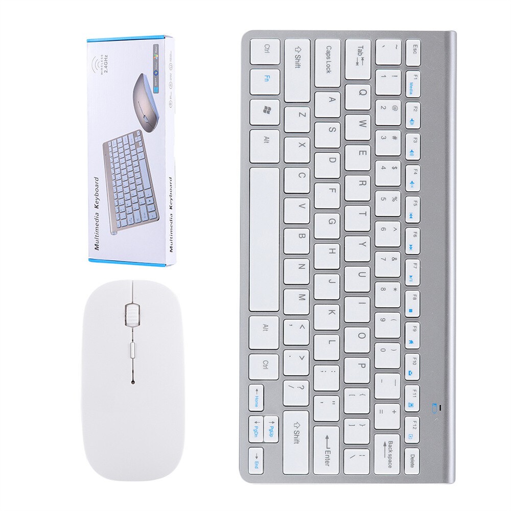 Wireless Keyboard And Mouse Set Waterproof 2.4G For Mac Apple PC Computer White