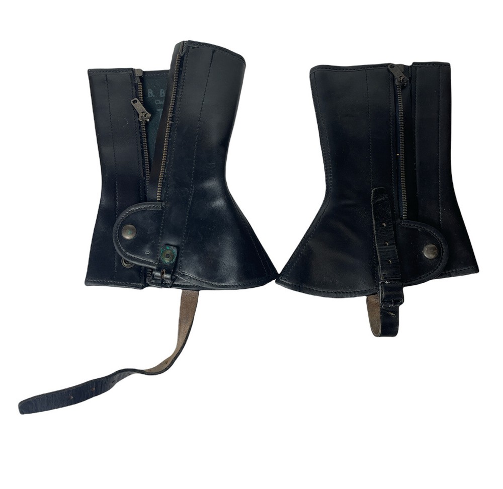 Pair Of Vintage Black Leather Gaiters Size T1 B. Brun Clermont Fd