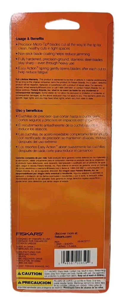 Fiskars Pruning Snips Non-Stick Micro-Tip Precise Trimming & Shaping New