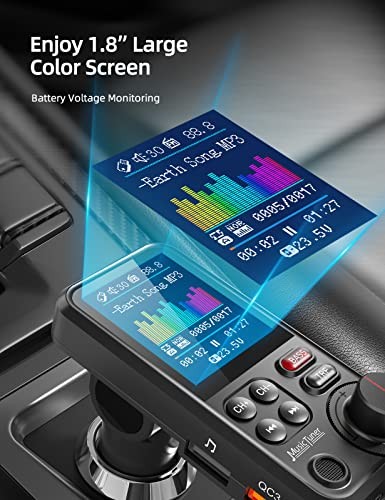 Bluetooth FM Transmitter for Car, 1.8" Color Screen Strong Mic Bluetooth Black