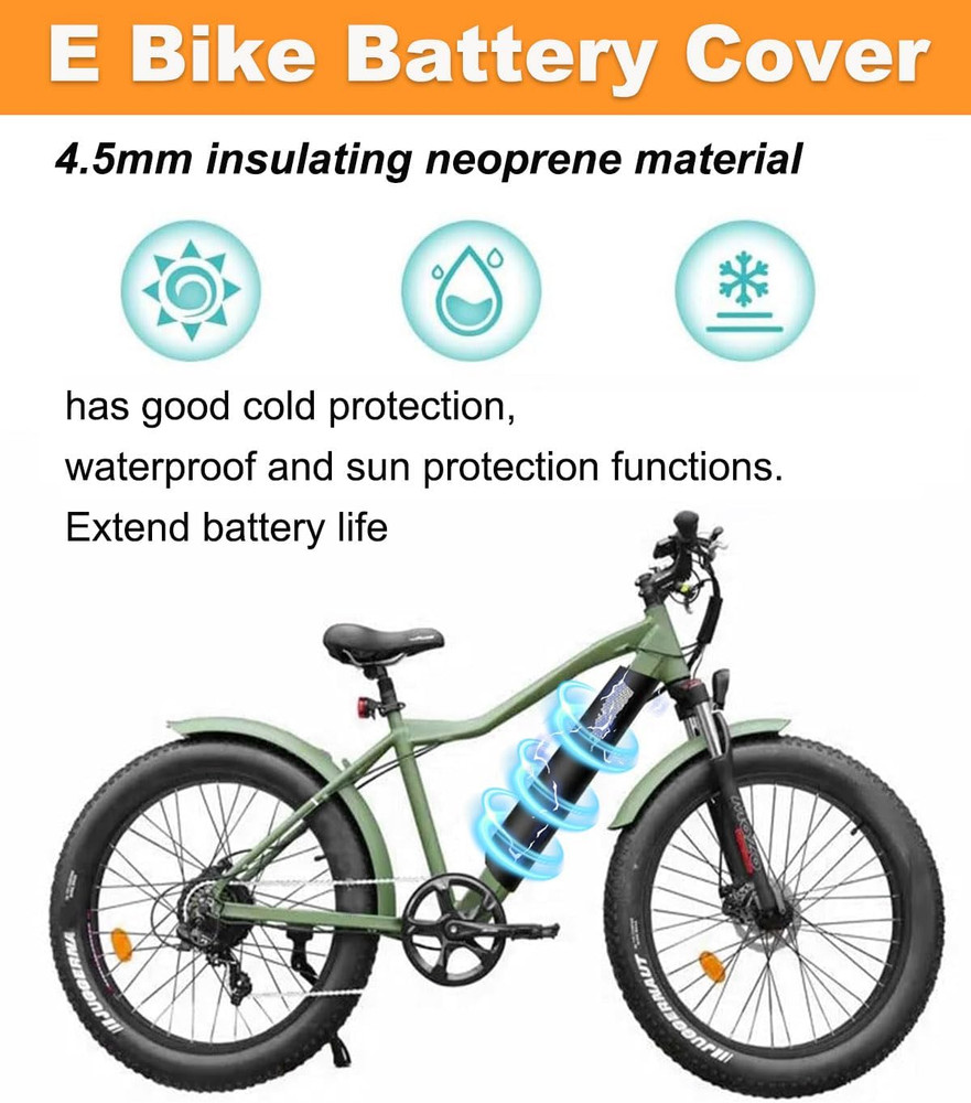 Ebike Battery Cover, (11.8-15.8In Circumference) Reflective Battery Protective E