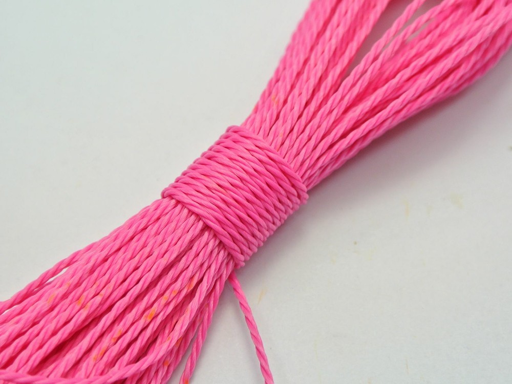 50 Meters Bright Pink Waxed Polyester Twisted Cord 1mm Macrame String Thread