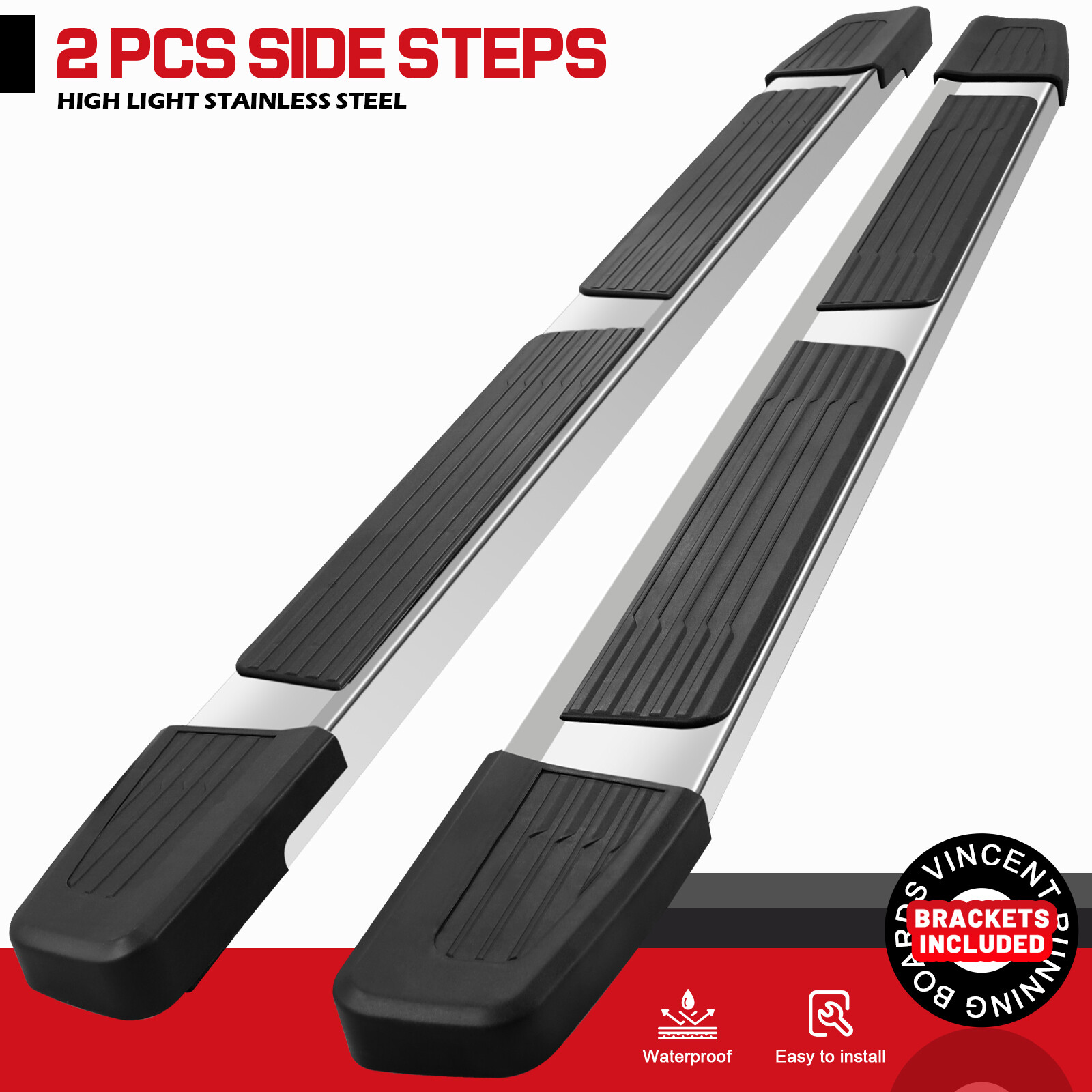 For 19-24 Silverado/Sierra 1500 Crew Cab 6" Step Nerf Bar Running Board S/S S