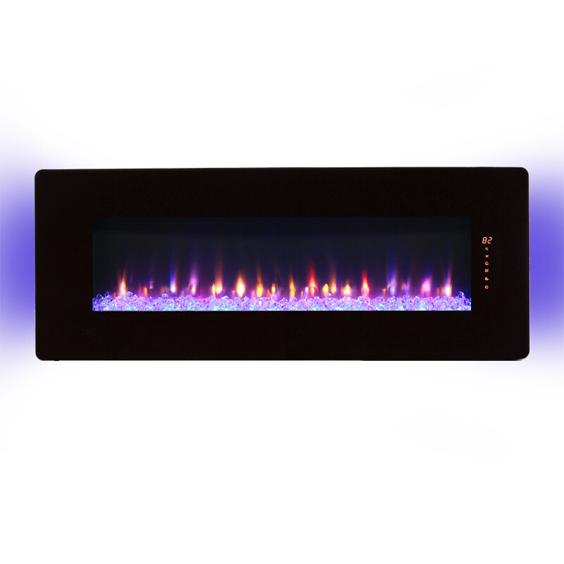 48" Curved Front Wall Mounted Electric Fireplace Multi Color Flame with Remote