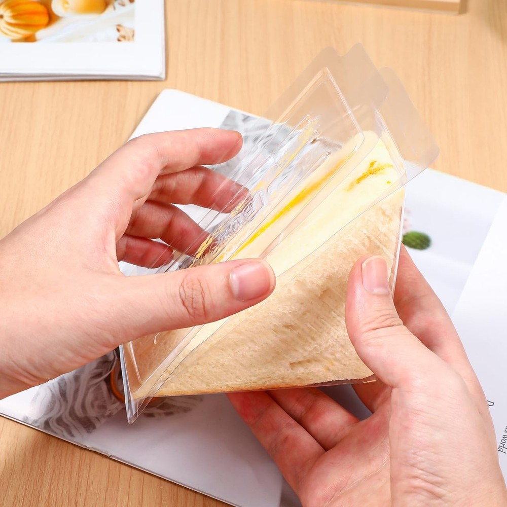 Sandwich Packaging Box Clear Plastic Triangle Disposable Sandwich Container w...