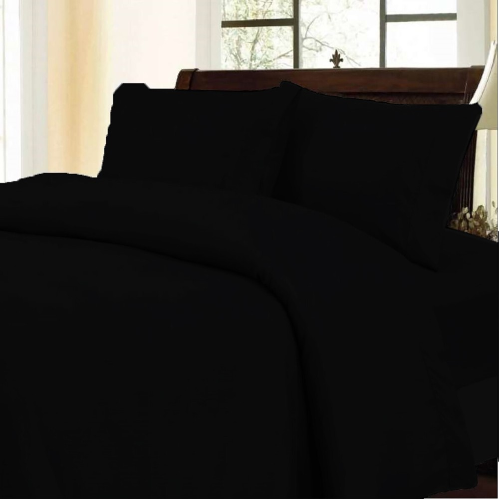 Black Solid Hotel Bedding Collection 1000TC Egyptian Cotton Select Item & Size