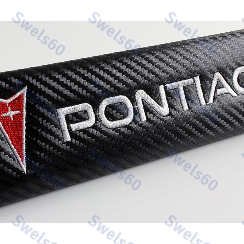 Black Carbon Fiber Look Embroidery For PONTIAC Seat Belt Cover Shoulder Pads X2