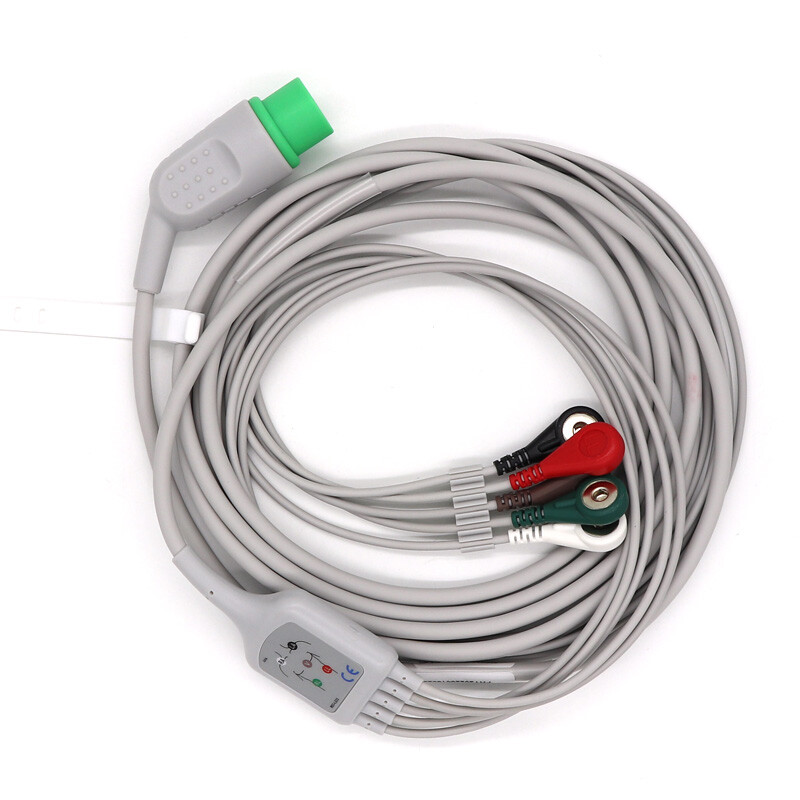 Compatible With Spacelabs 17 Pin 5 Leads Snap ECG EKG Cable