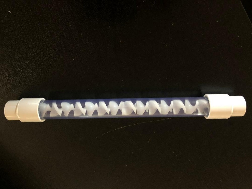 Static mixer clear threaded PVC 3/4" 16 element Ozonation hydroponics Biodiesel