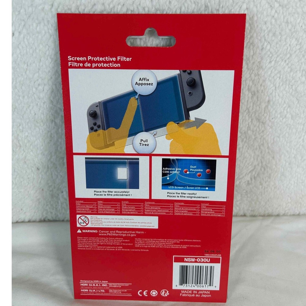 Hori Nintendo Switch Screen Protective Filter Easy Application