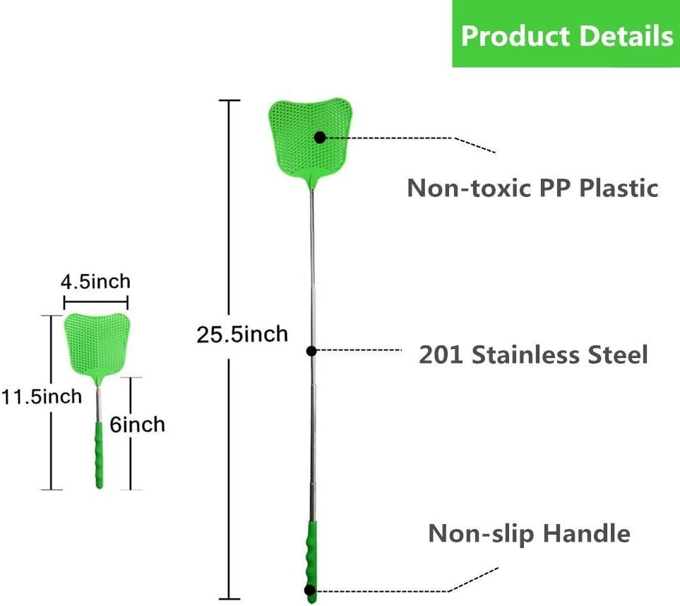 Heavy Duty Extendable Plastic Fly Swatter Set (3-Pack)