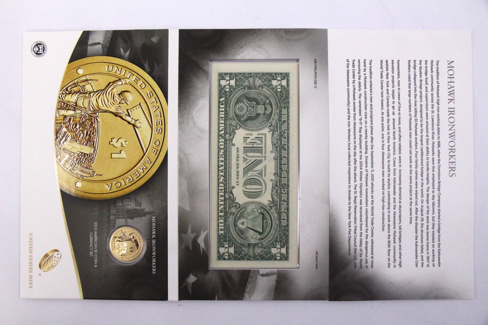 2015 American $1 Coin & Currency Set Mohawk Ironworkers