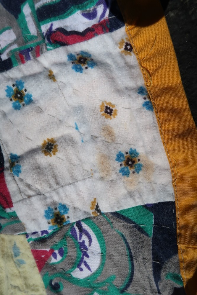 Vtg Patchwork Pattern King Quilt Measures 74x85" 2 Sided Unique Beautiful Rare