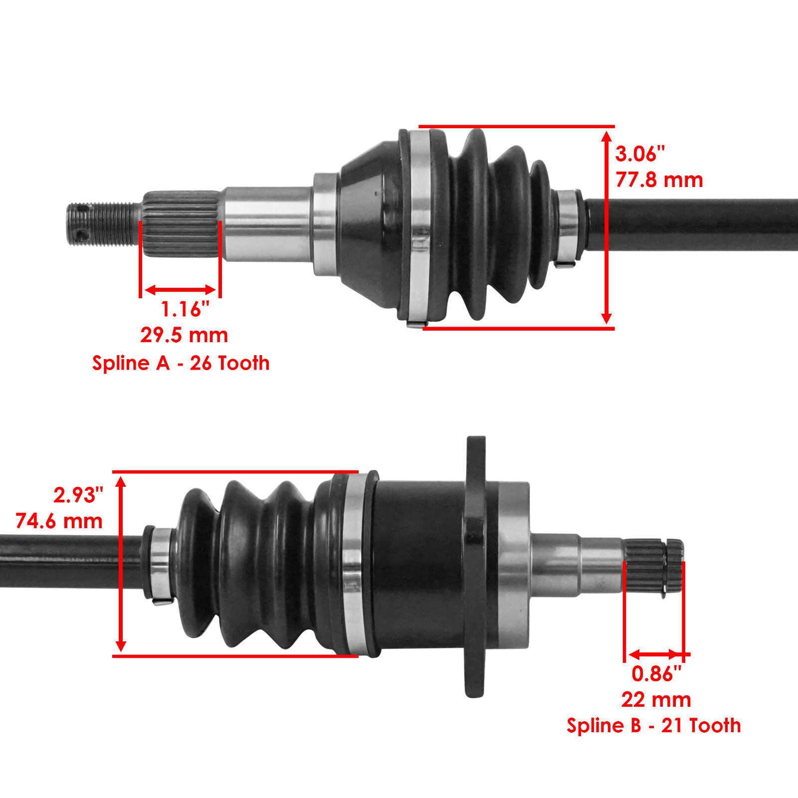 Front Rear Left Right Axles for Can-Am Outlander Max 400 4X4 HO 2008-2015