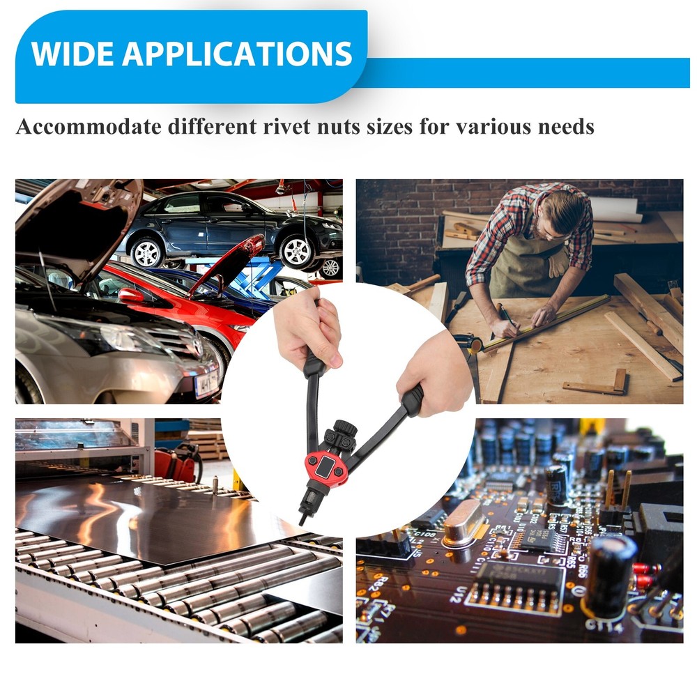 1510PC Rivet Nut Gun Kit Rivnut Setting Tools Nut Setter Tool Hand Blind Riveter