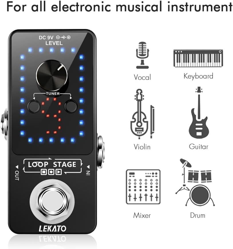 9-Loop Guitar Pedal with 40min Record Time - Black