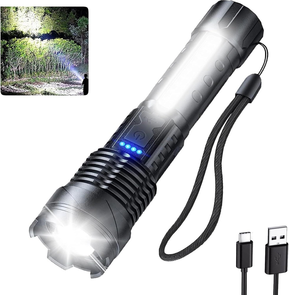 990000000 Lumen Super Bright LED Flashlight Rechargeable Tactical LED Work Light