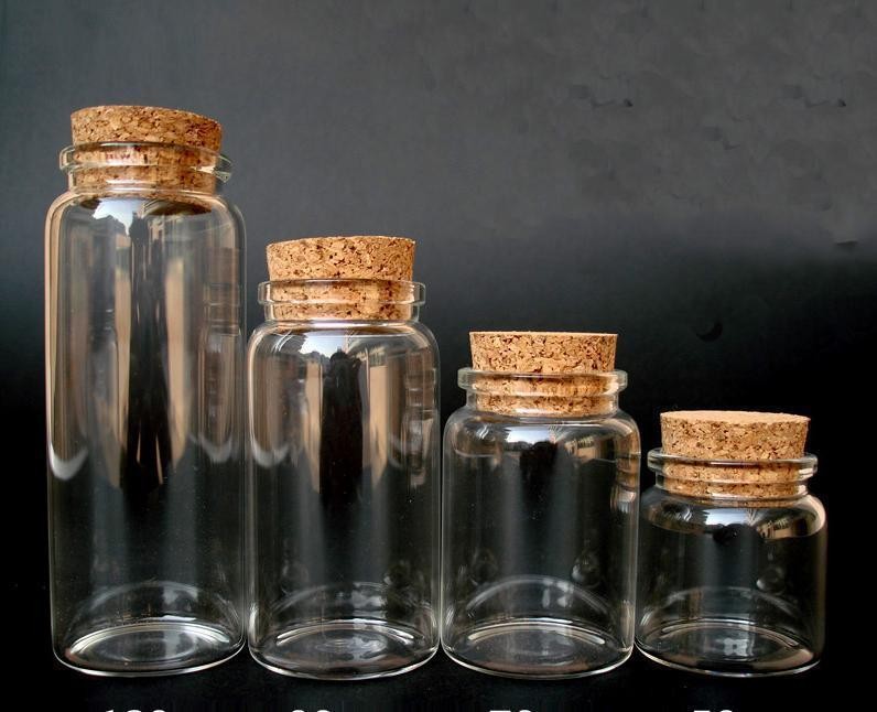 5pcs 50ml Empty Sample Vials Clear Glass Bottles with Corks Jars