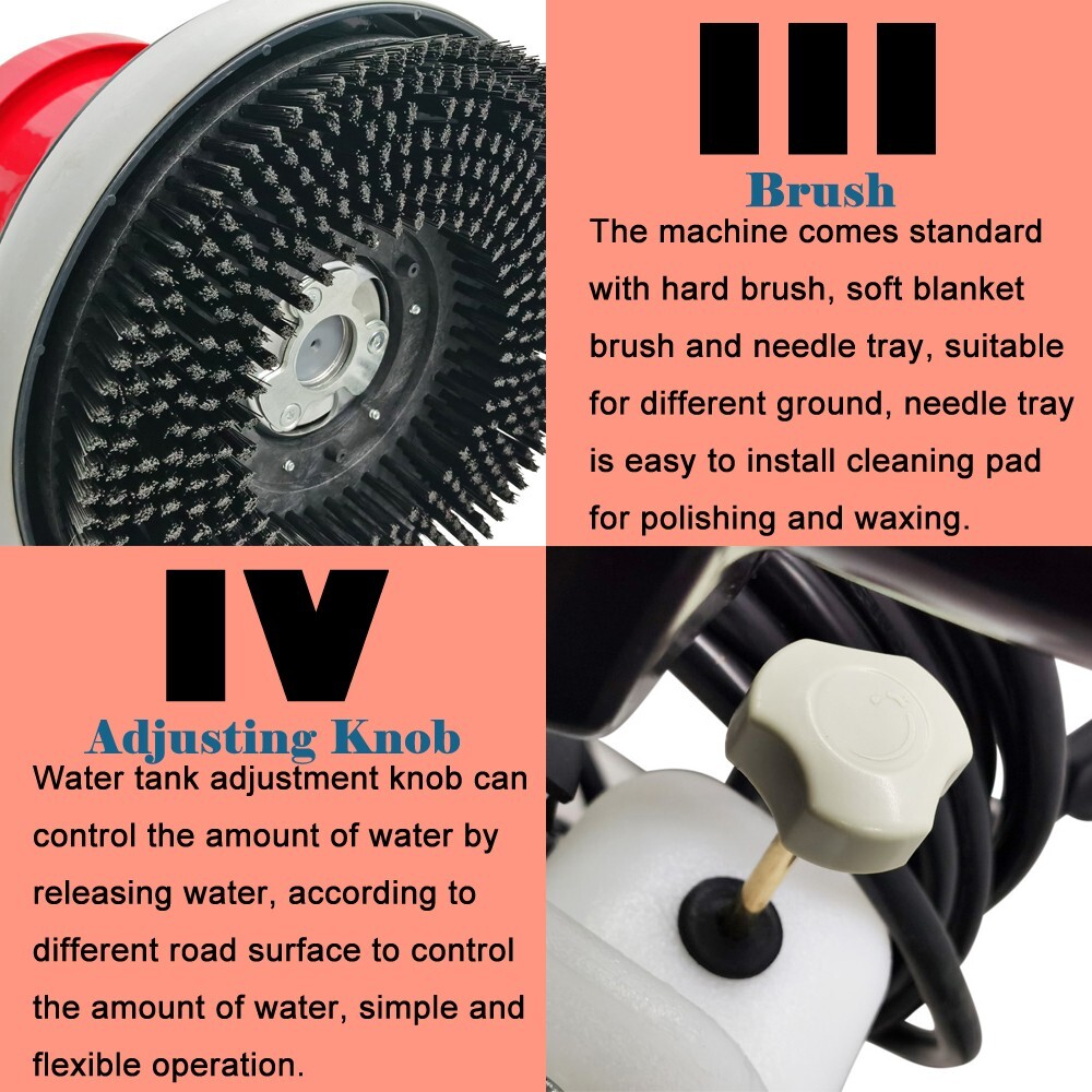 Automatic Floor Scrubber Cleaner Heavy Duty Polisher Floor Buffer Machine 110V