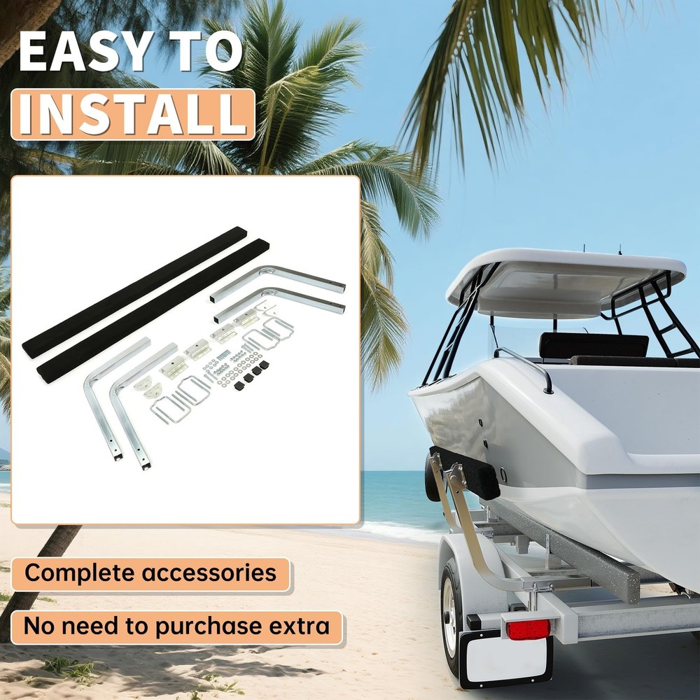 ECOTRIC 61" Boat Trailer Bunk Guide-On Rails Galvanized Adjustable Rustproof