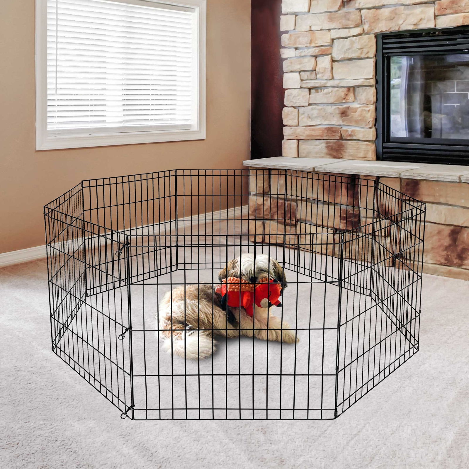 24 Inch Pet Dog Playpen Exercise Puppy Pen Dog Fence for Small Animals -8 Panel