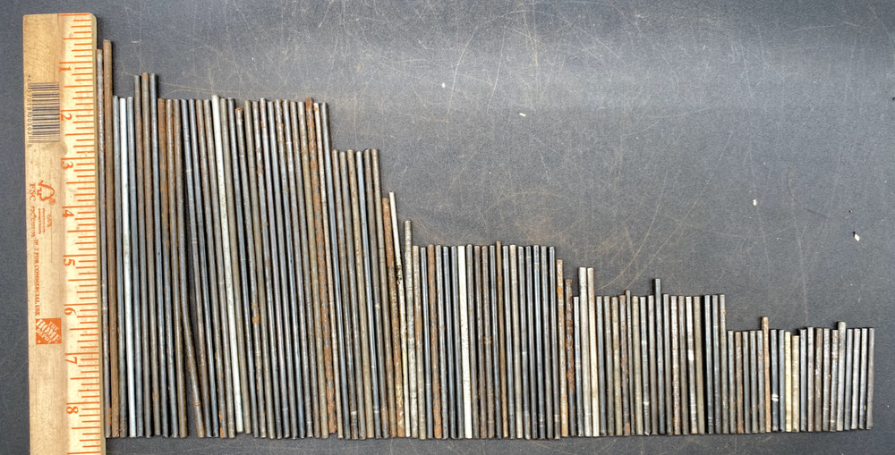(100) A.C. GILBERT ERECTOR SET AXLE RODS W/ MANY DIFFERENT SIZES (17)