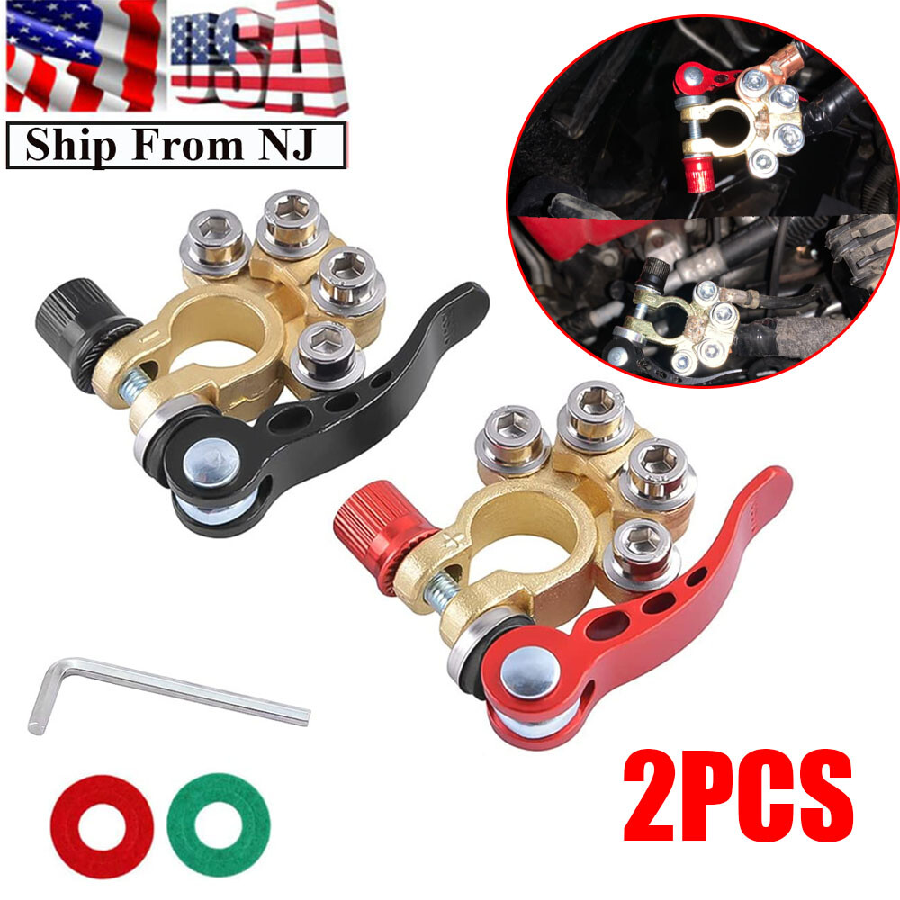 2x Positive&Negative Car Top Post Battery Terminals Wire Cable Clamp Connectors