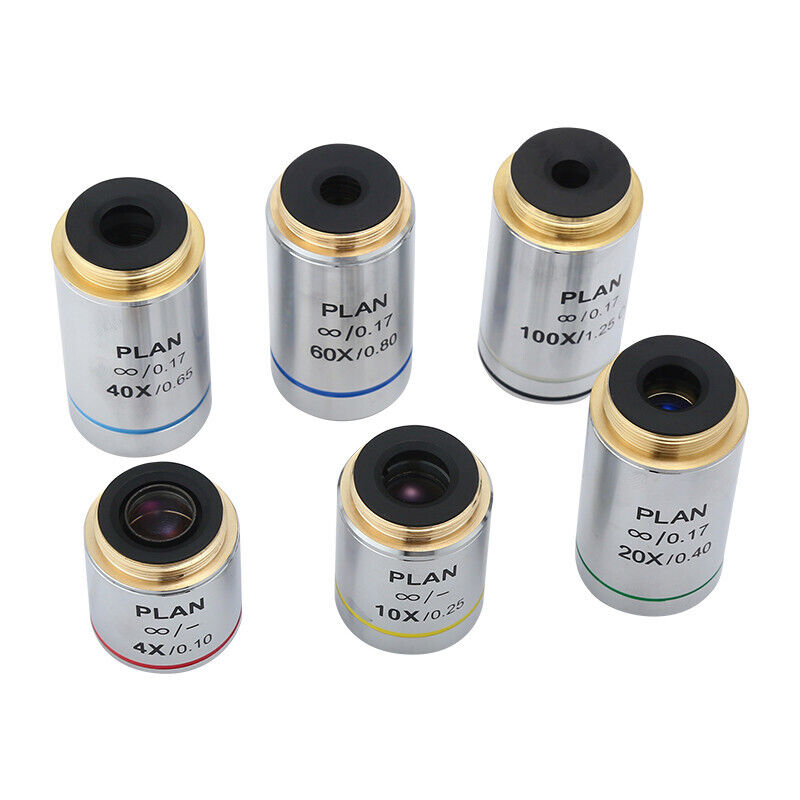 Infinity Plan Objective Lens 4X 10X 20X 40X 60X 100X for Olympus Microscope 1PC