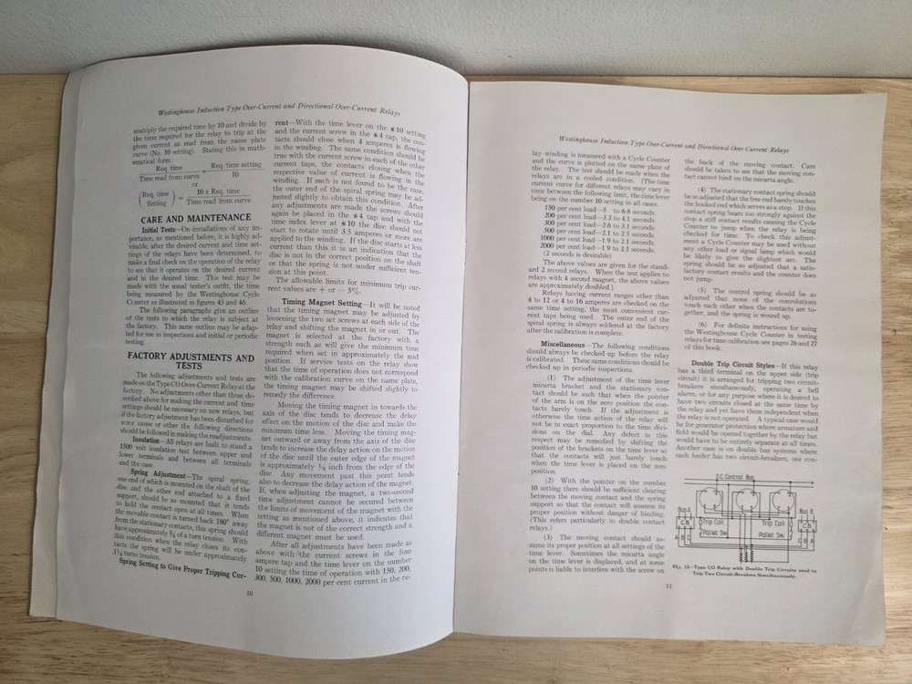 Vtg Westinghouse Induction Type Overcurrent Directional Manual