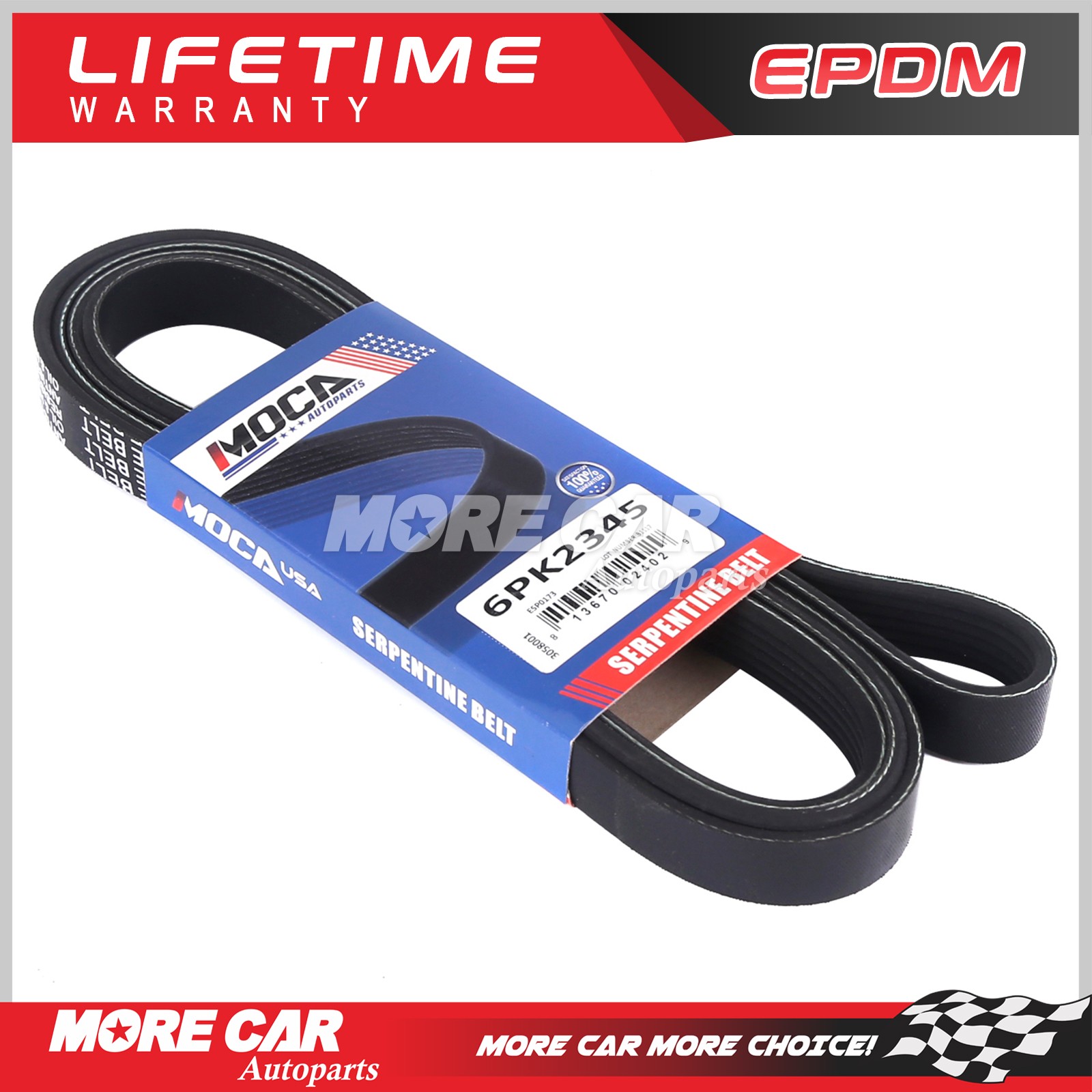 Serpentine Belt 6PK2345 for 1982-2015 Chevrolet GMC Ford Mercury 4.8L 5.3L 6.0L