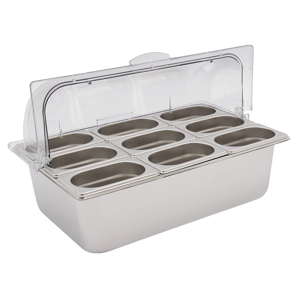Food Serving Container Flip Top Serving Container with Lid + 9 Spoons & Clamps