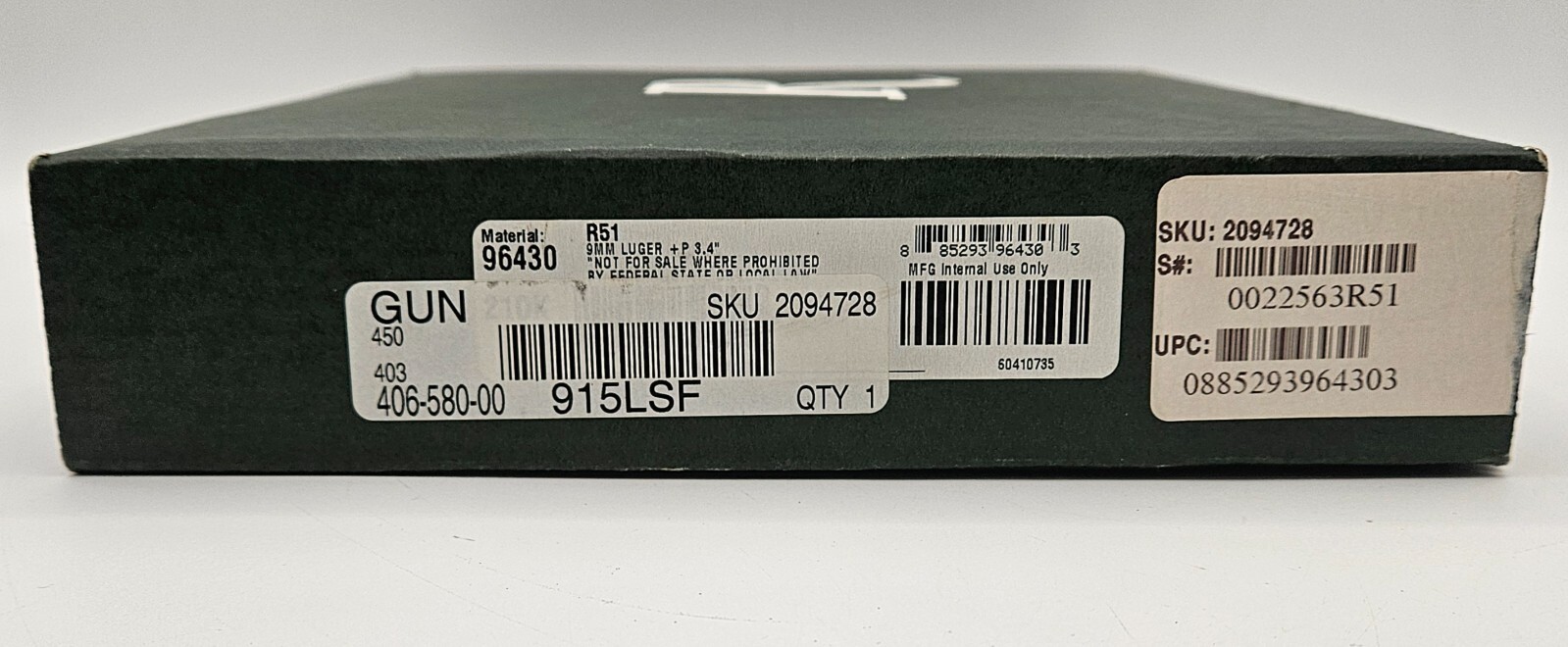 Remington R51 9mm Luger + P3.4" EMPTY Factory Gun Box Foam Insert