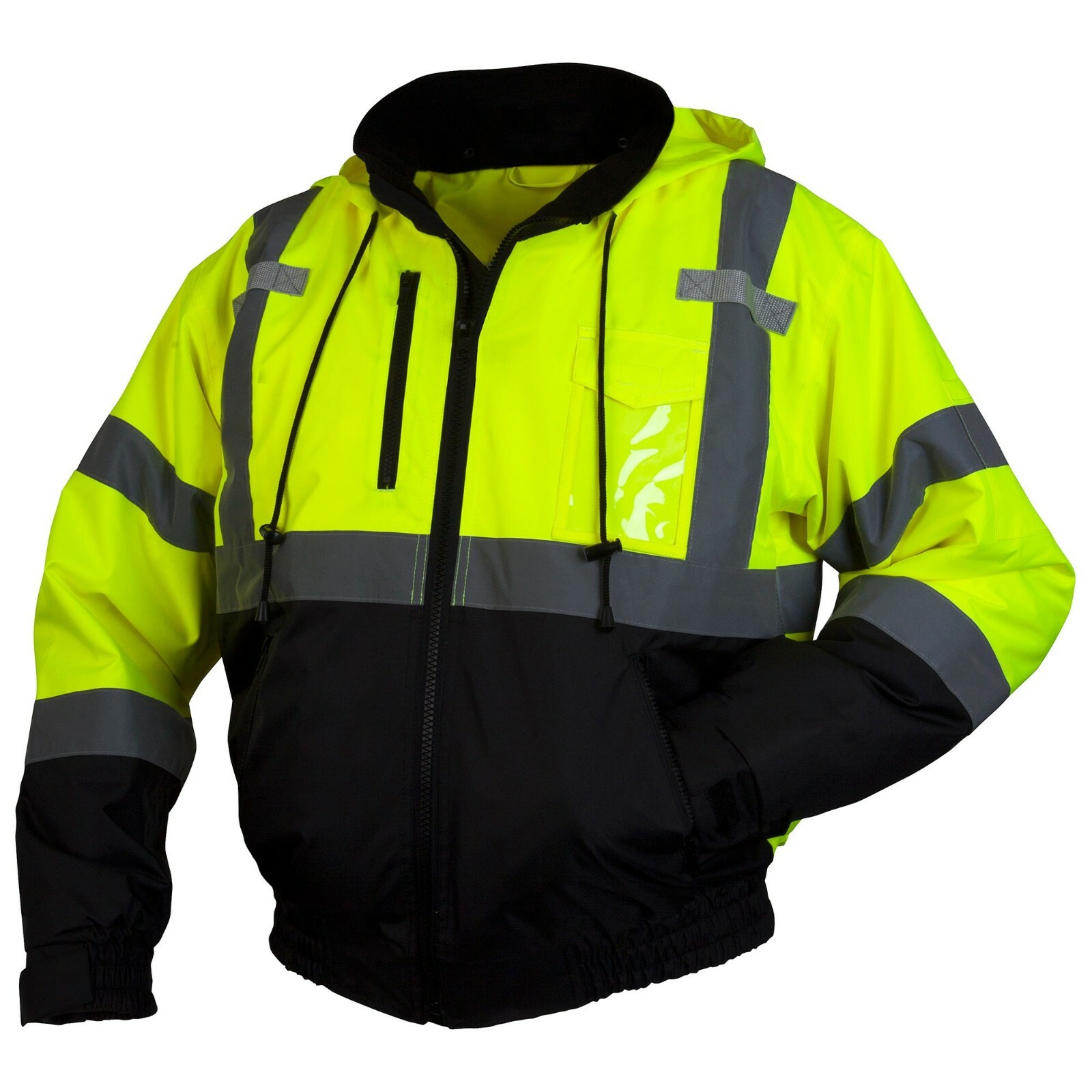 ANSI CLASS 3 HIGH VISIBILITY LIME INSULATED REFLECTIVE BOMBER JACKET ROAD WORK