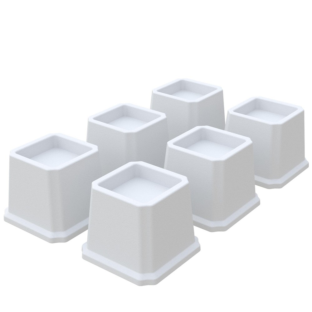 6 PCS 3 Inch White Bed Risers Heavy Duty Elevator Sofa Table Lifts 3000 Lbs