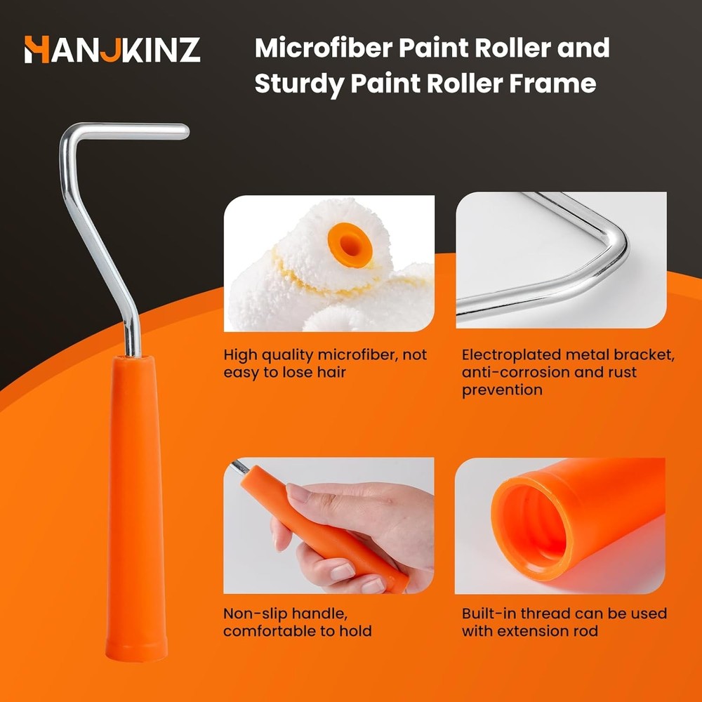 Paint Roller kit, 2 Inch 15 Pack Small 2 Kit, 15 Pack, light orange