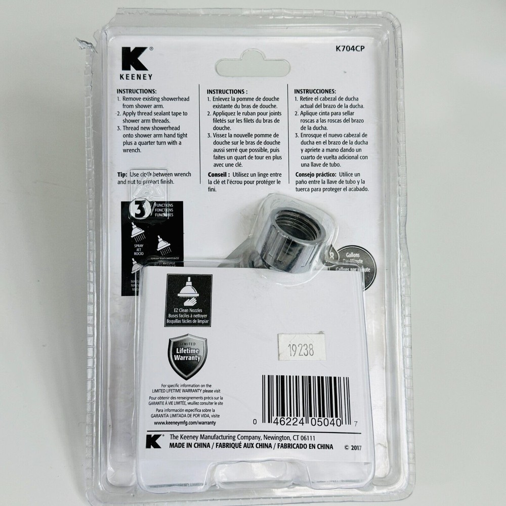 Stylewise By Keeney K704CP Chrome 3-Function Showerhead EZ Install