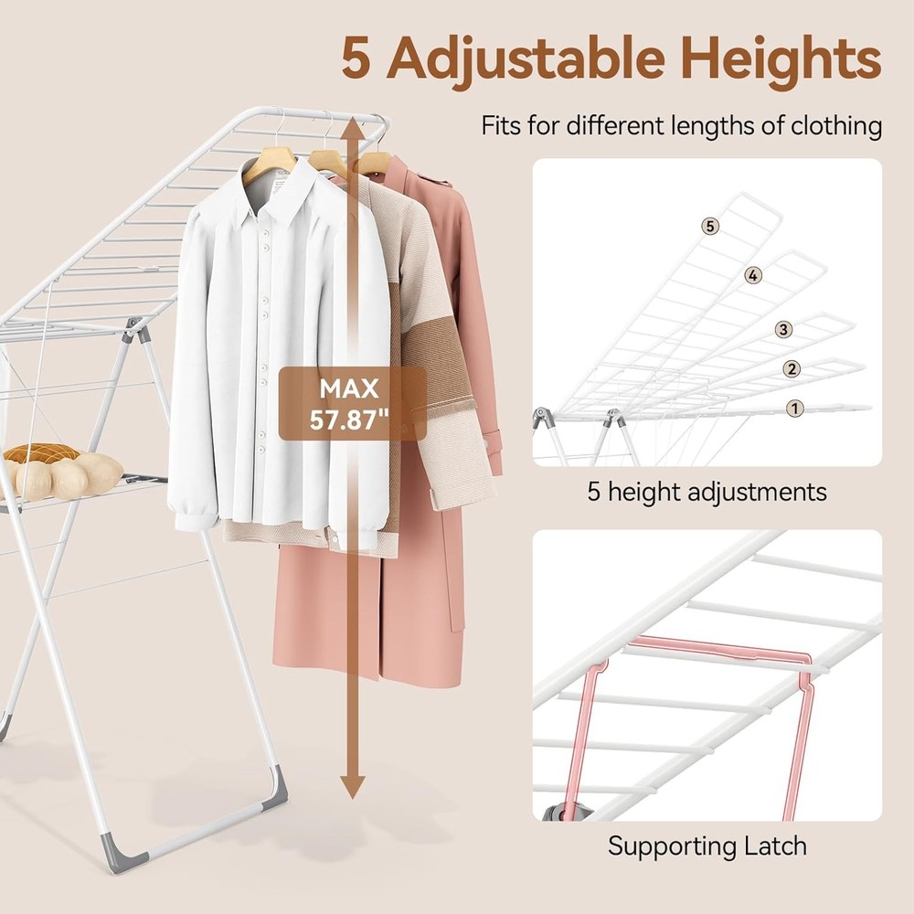 Clothes Drying Rack Foldable Drying Rack Clothing Sturdy Metal Laundry Drying