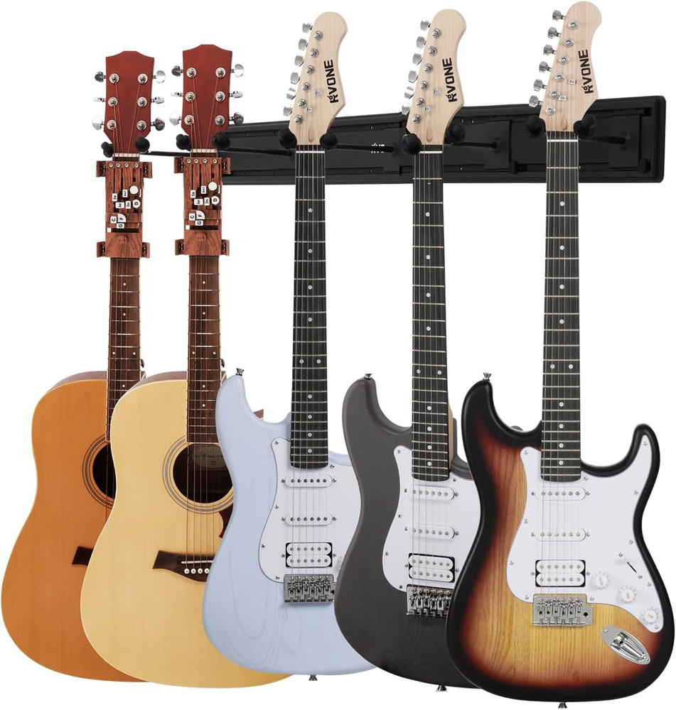 Guitar Wall Mount Hagers for Multiple Guitars, Adjustable Rubber Cradles Guitar