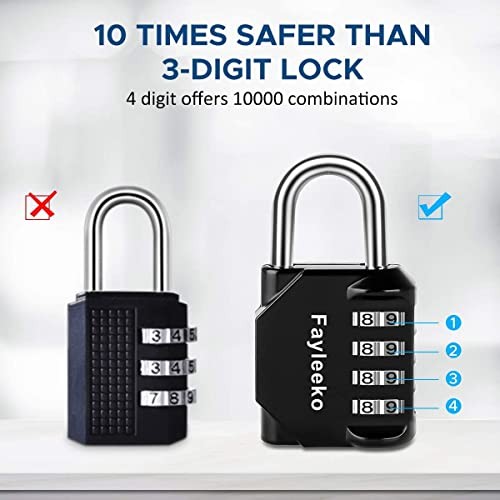 4 Digit Combination Padlock, Resettable Combination Lock for School Gym, Fence