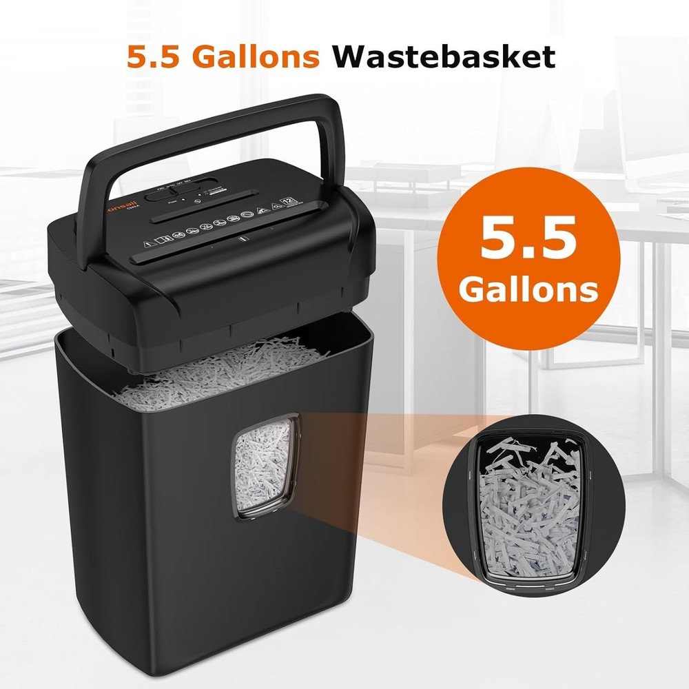 Portable 12-Sheet Office Shredder, High Security