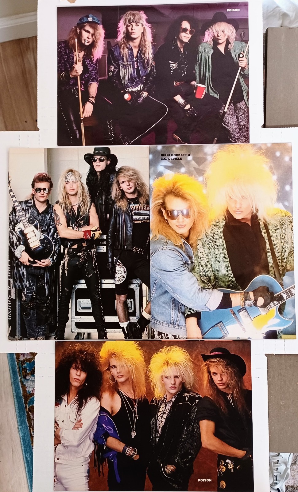 POISON~4 POSTER LOT~ORIG 1989 FULL PAGE MAGAZINE PINUP CLIPPING~BRET MICHAELS