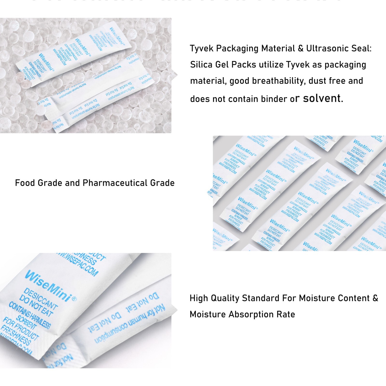 5g 60Pcs Silica Gel Packets, Tyvek Food Grade Dessicant Packs