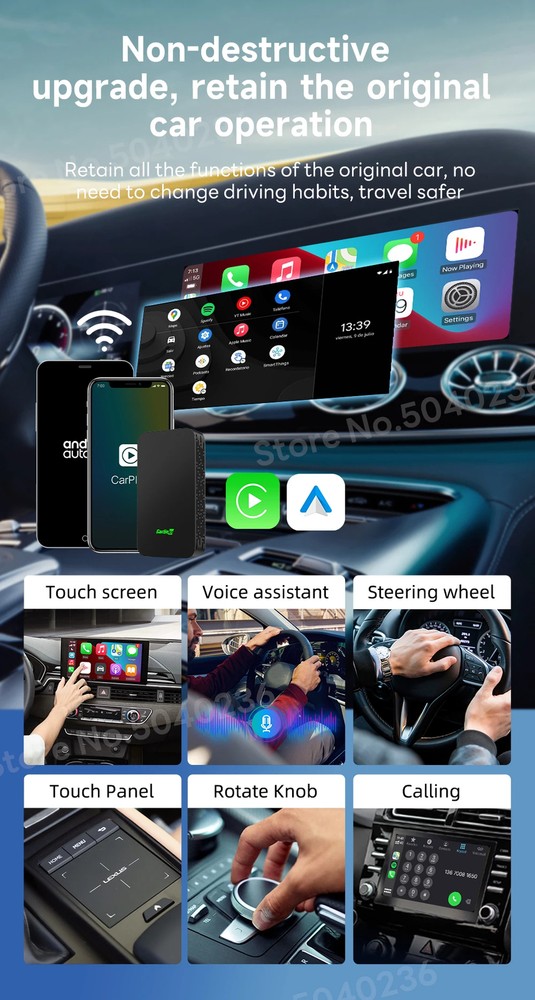 Mini Android Auto Wired Wireless Adapter Navigation Box 5G WiFi Auto-connect