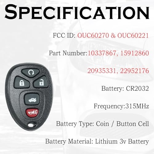 Keyless Entry Remote Start Control Key Fob Replacement Fits for Five Button