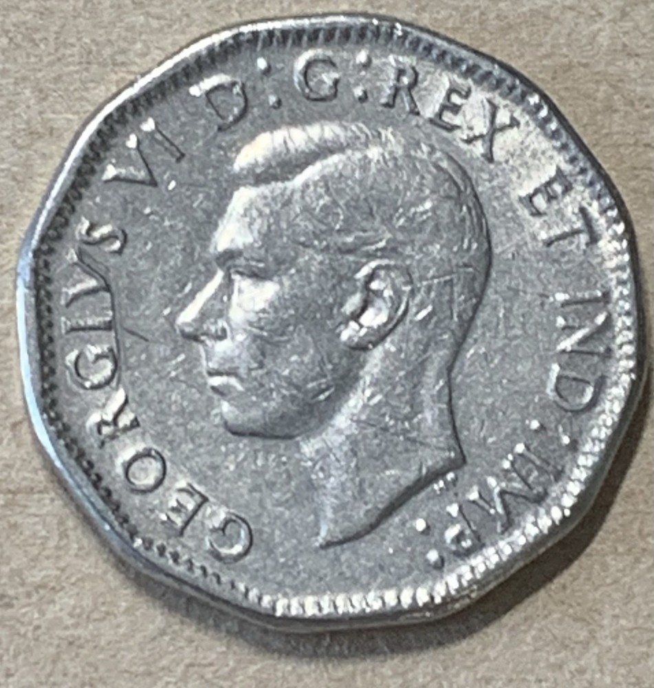 1947 DOT CANADA 5 CENT, VF+/EF, Rare